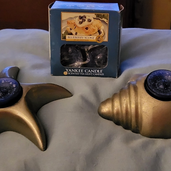 Pewter Beach-Themed Tealight Holders, set of 2 - Picture 7 of 7
